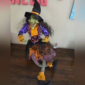 QVC Witch Shelf Sitter Halloween Decor Whimsical Glamorous Happy Sparkly Large